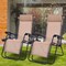Costway 2PCS Zero Gravity Chairs Lounge Patio Folding Recliner Beige W/Cup Holder